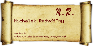 Michalek Radvány névjegykártya